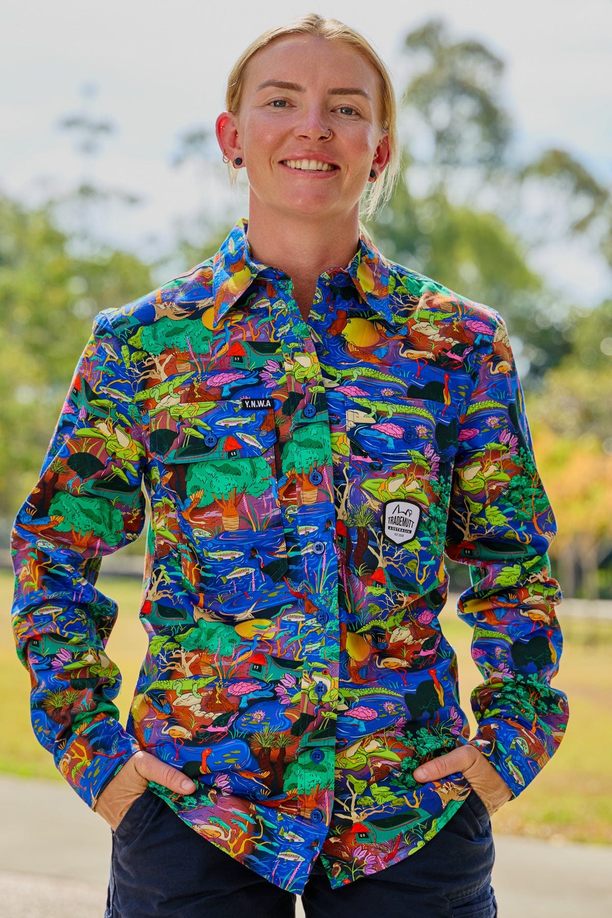 Women's Water You Looking At Full Button Work Shirt