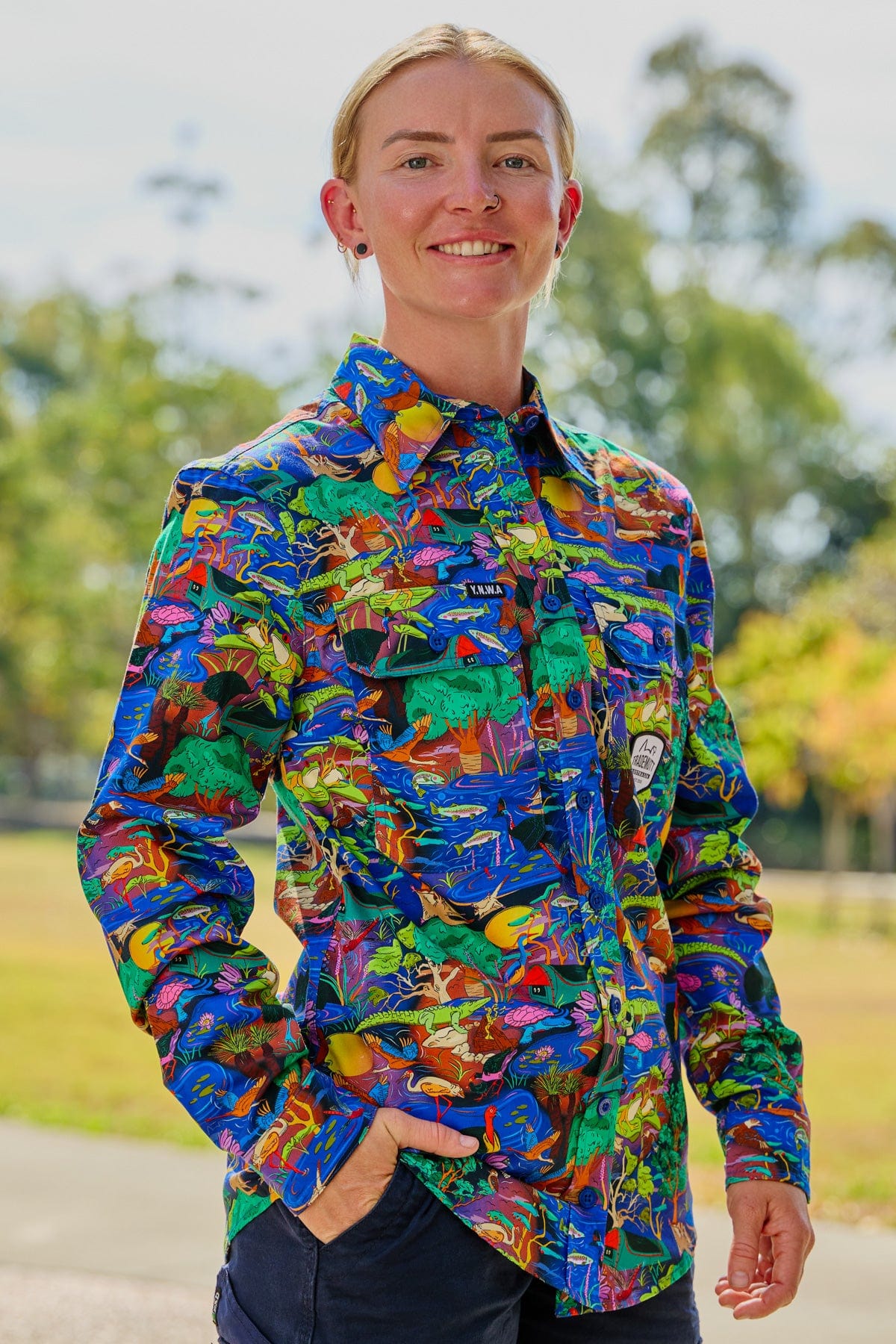 Women's Water You Looking At Full Button Work Shirt