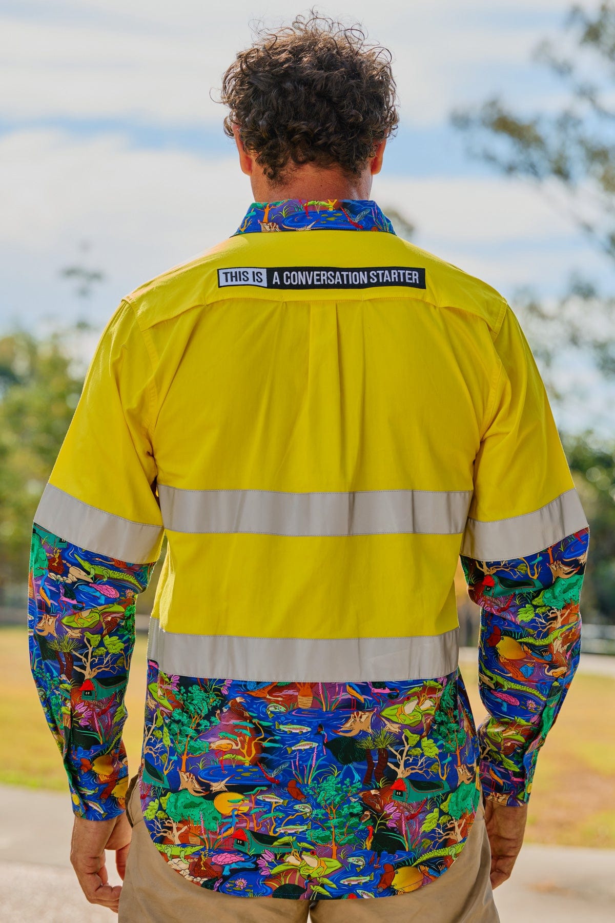 TradeMutt Workshirt Men's Water You Looking At Yellow Day/Night Hi Vis Work Shirt Men's Water You Looking At Yellow Day/Night Hi Vis Work Shirt | TradeMutt Workwear