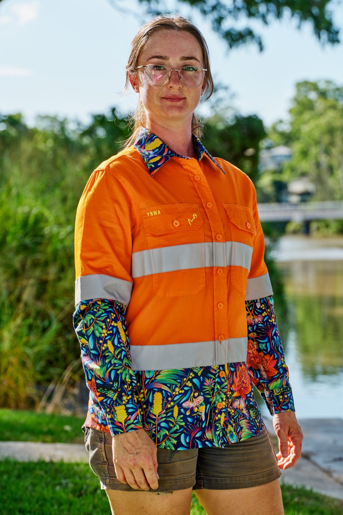 Women's Wattle It Bee Orange Day/Night Hi Vis Workshirt