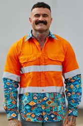 Men's The Battler Orange Day/Night Hi Vis Work Shirt