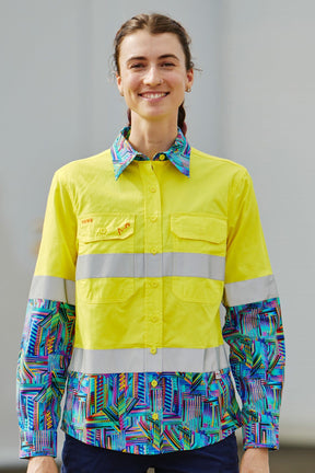 TradeMutt Workshirt Women's The Trooper Yellow Day/Night Hi Vis Work Shirt Women's The Trooper Yellow Hi Vis Work Shirt| TradeMutt Work Shirts