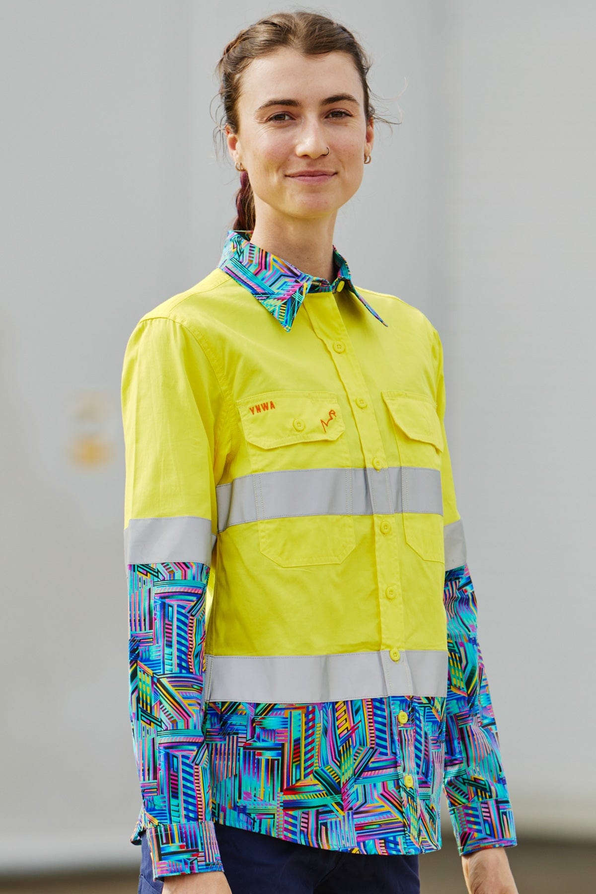 TradeMutt Workshirt Women's The Trooper Yellow Day/Night Hi Vis Work Shirt Women's The Trooper Yellow Hi Vis Work Shirt| TradeMutt Work Shirts