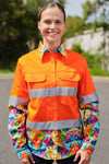 TradeMutt Workshirt Women's Fractal Orange Day/Night Hi Vis Workshirt Women's Fractal Orange Day/Night Hi Vis Workshirt | TradeMutt Workshirts
