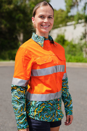 TradeMutt Workshirt Women's Spun Out Orange Day/Night Hi Vis Workshirt Women's Spun Out Orange Day/Night Hi Vis Workshirt | TradeMutt Workshirts