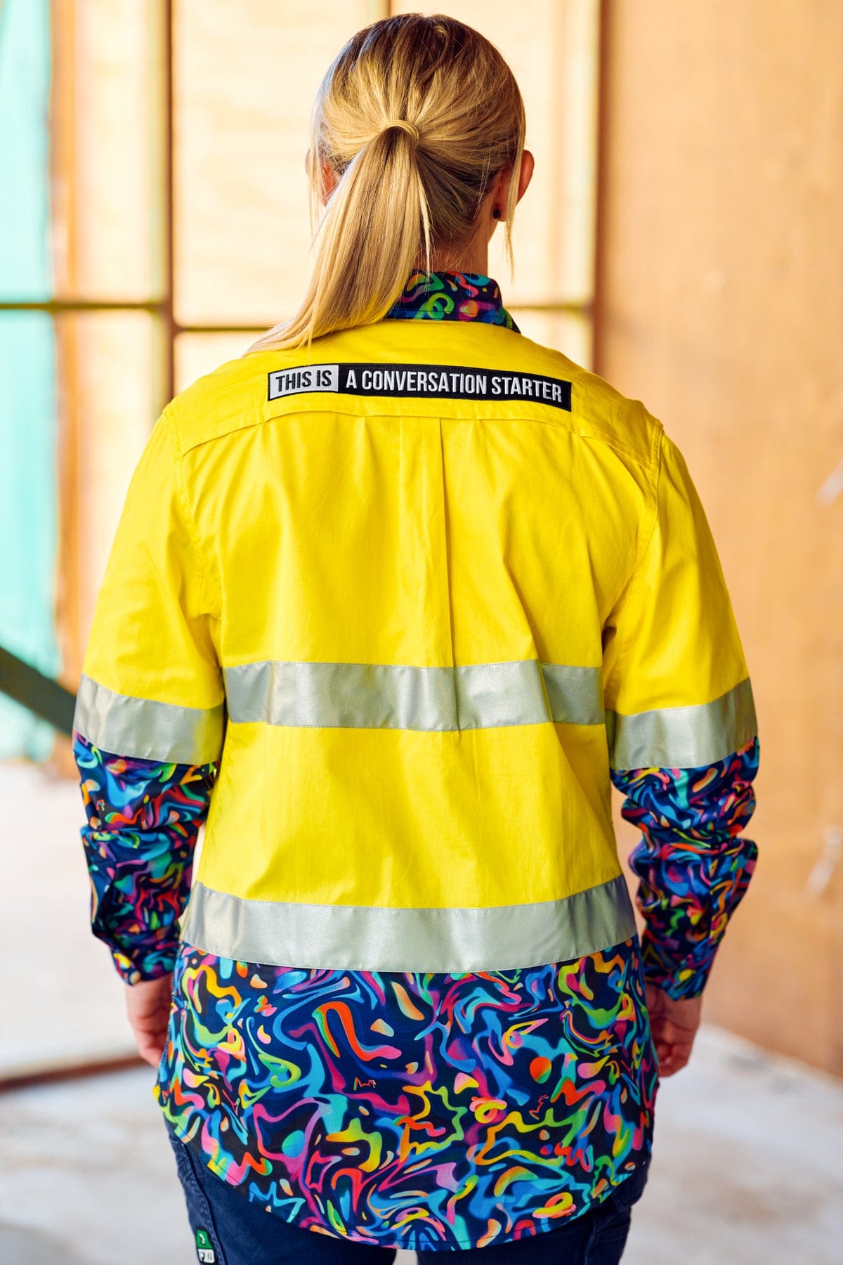 TradeMutt Workshirt Women's Pearler Yellow Day/Night Hi Vis 2.0 Full Button Work Shirt Women's Pearler Yellow Day/Night Hi Vis Workshirt | TradeMutt Workshirts