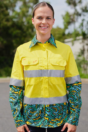 TradeMutt Workshirt Women's Spun Out Yellow Day/Night Hi Vis Workshirt Women's Spun Out Yellow Day/Night Hi Vis Workshirt | TradeMutt Workshirts