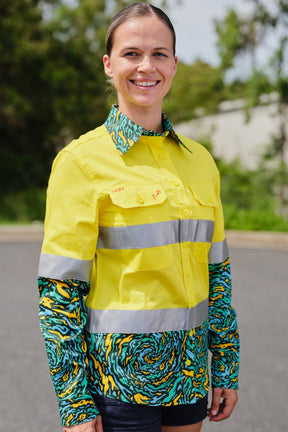 TradeMutt Workshirt Women's Spun Out Yellow Day/Night Hi Vis Workshirt Women's Spun Out Yellow Day/Night Hi Vis Workshirt | TradeMutt Workshirts