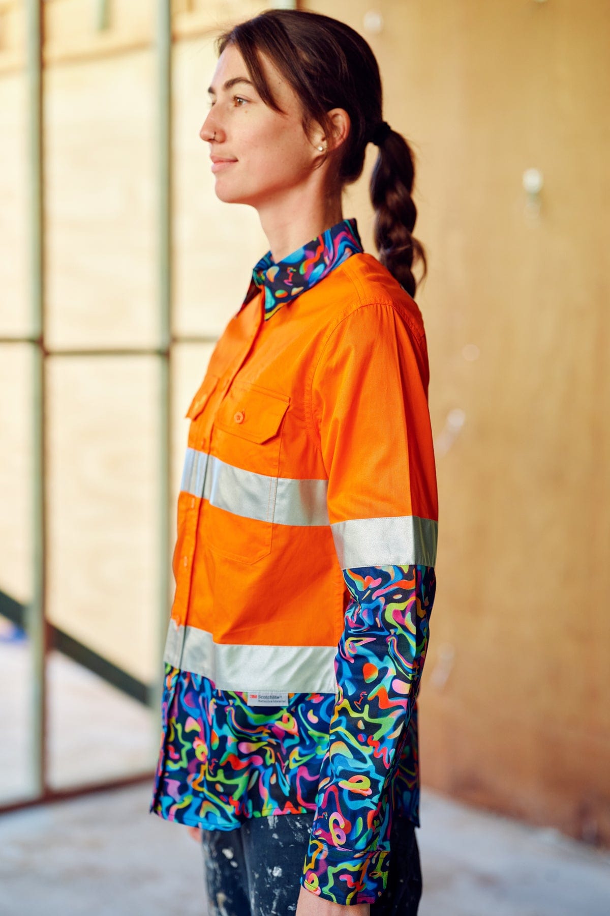 Women's Pearler Orange Day/Night Hi Vis 2.0 Full Button Work Shirt