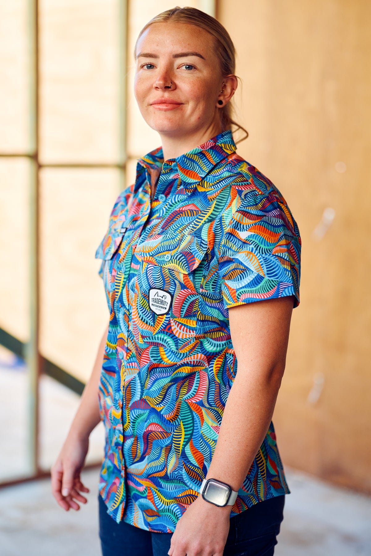 TradeMutt Workshirt Women's Snazzy Full Button Short Sleeve Work Shirt Women's Snazzy Short Sleeve Workshirt | TradeMutt Workshirts