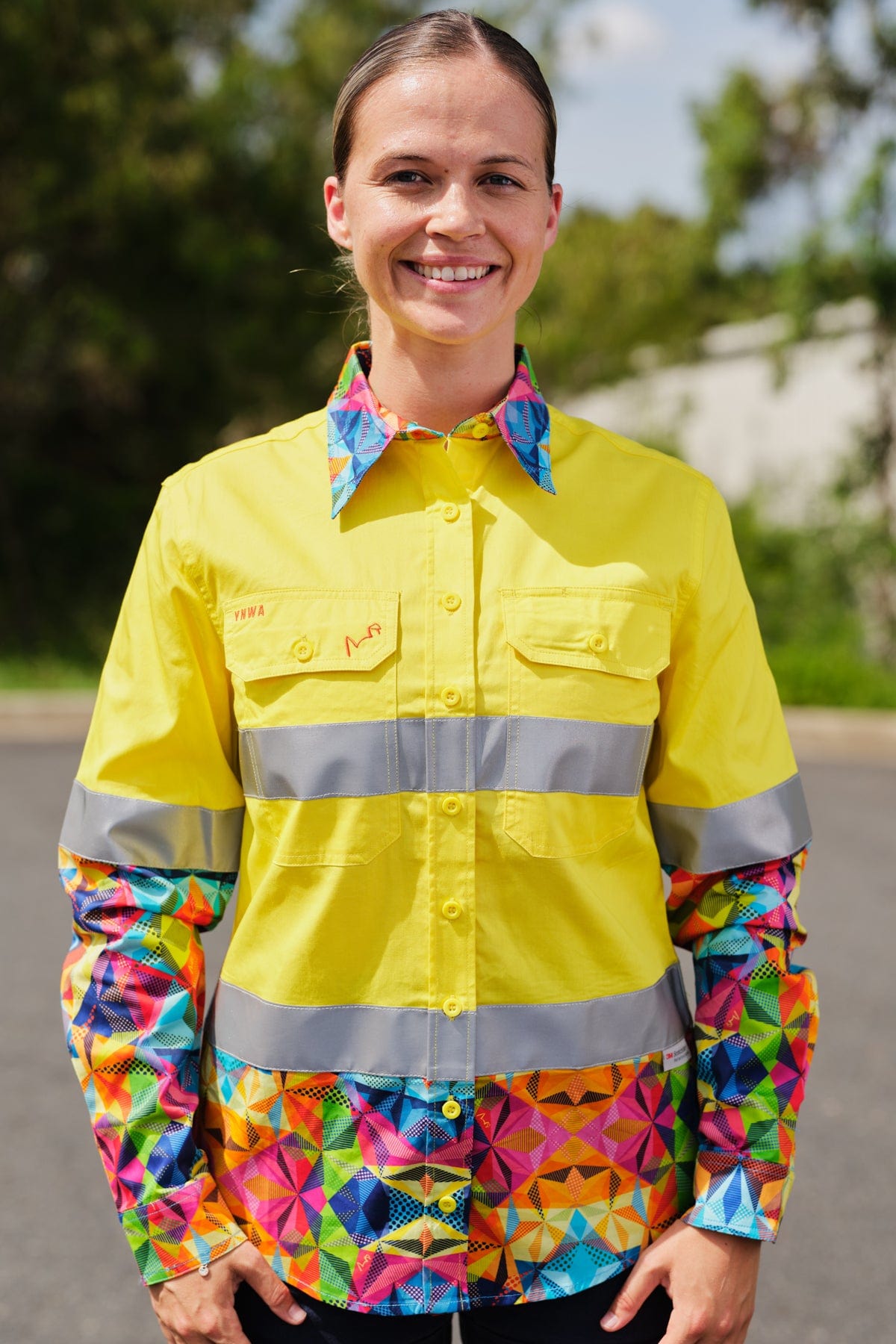 Women's Fractal Yellow Day/Night Hi Vis Workshirt