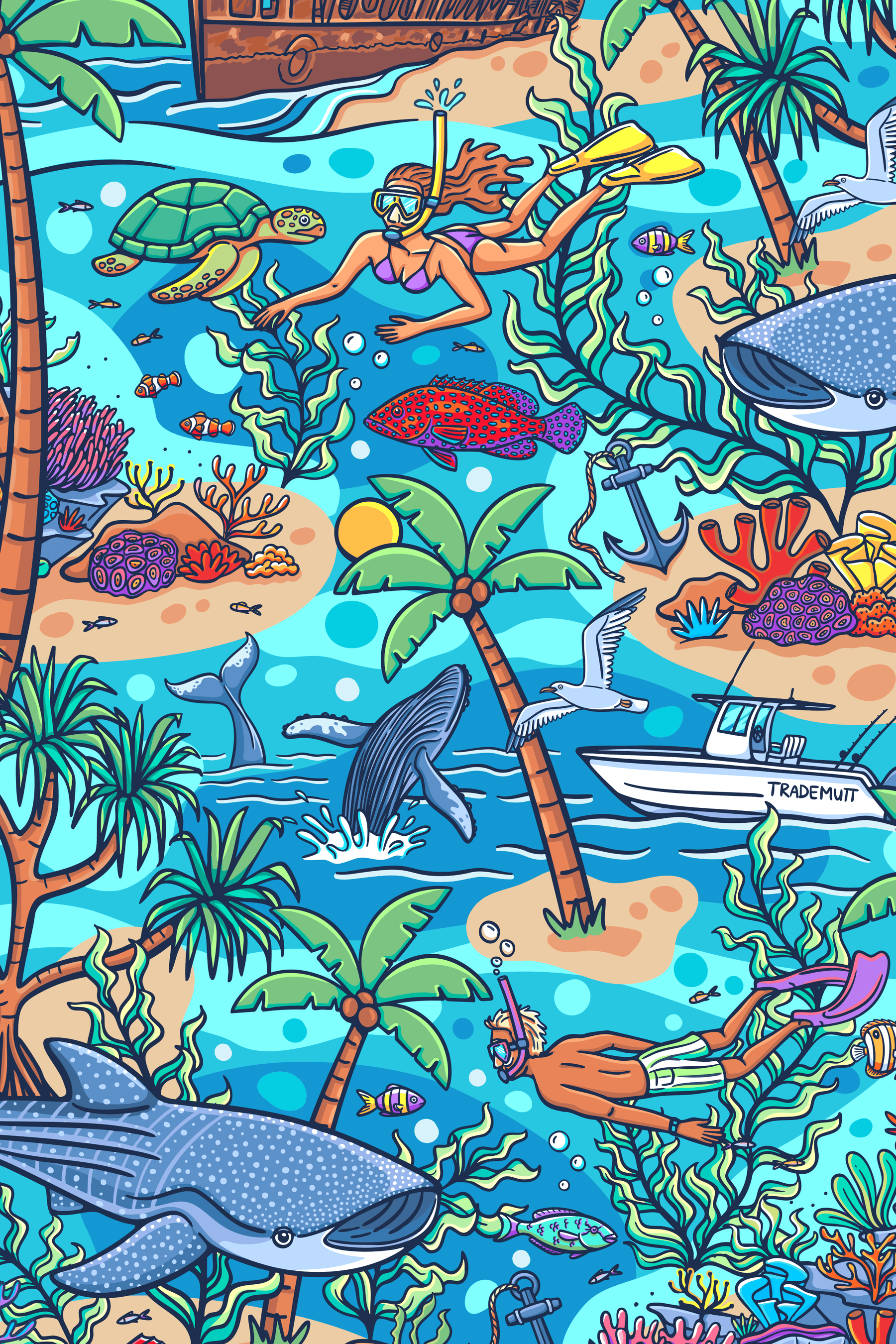 TradeMutt Workshirt Men's Vitamin Sea Half Button Work Shirt Men's Vitamin Sea Half Button Work Shirt