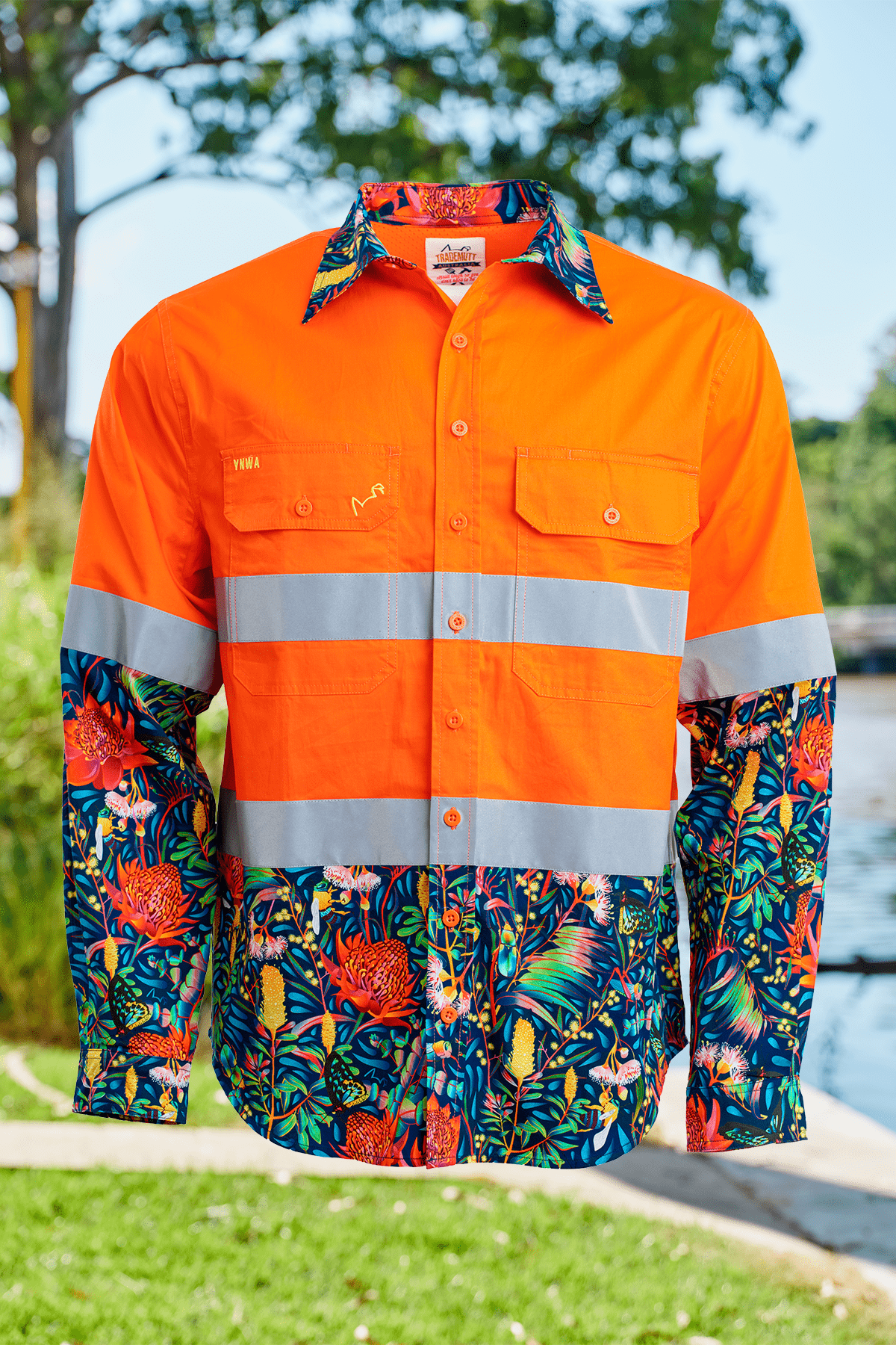 Men's Wattle It Bee Orange Day/Night Hi Vis Full Button Workshirt