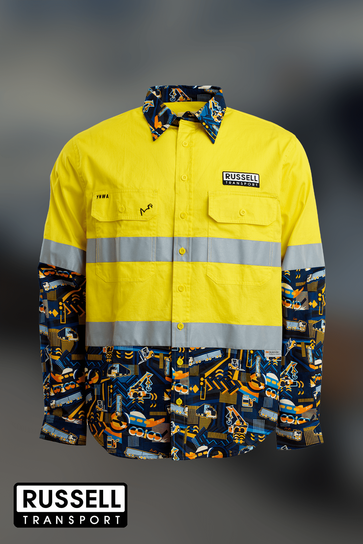 TradeMutt Custom Russell Transport "The Bayley" Hi Vis Work Shirt Russell Transport "The Bayley" Hi Vis Work Shirt