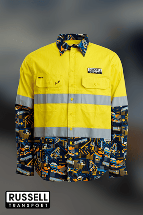 TradeMutt Custom Russell Transport "The Bayley" Hi Vis Work Shirt Russell Transport "The Bayley" Hi Vis Work Shirt