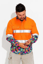 TradeMutt Workshirt Men's Ventura Orange Day/Night Hi Vis Half Button Workshirt Men's Ventura Orange Day/Night Hi Vis Half Button Workshirt | TradeMutt Workshirts
