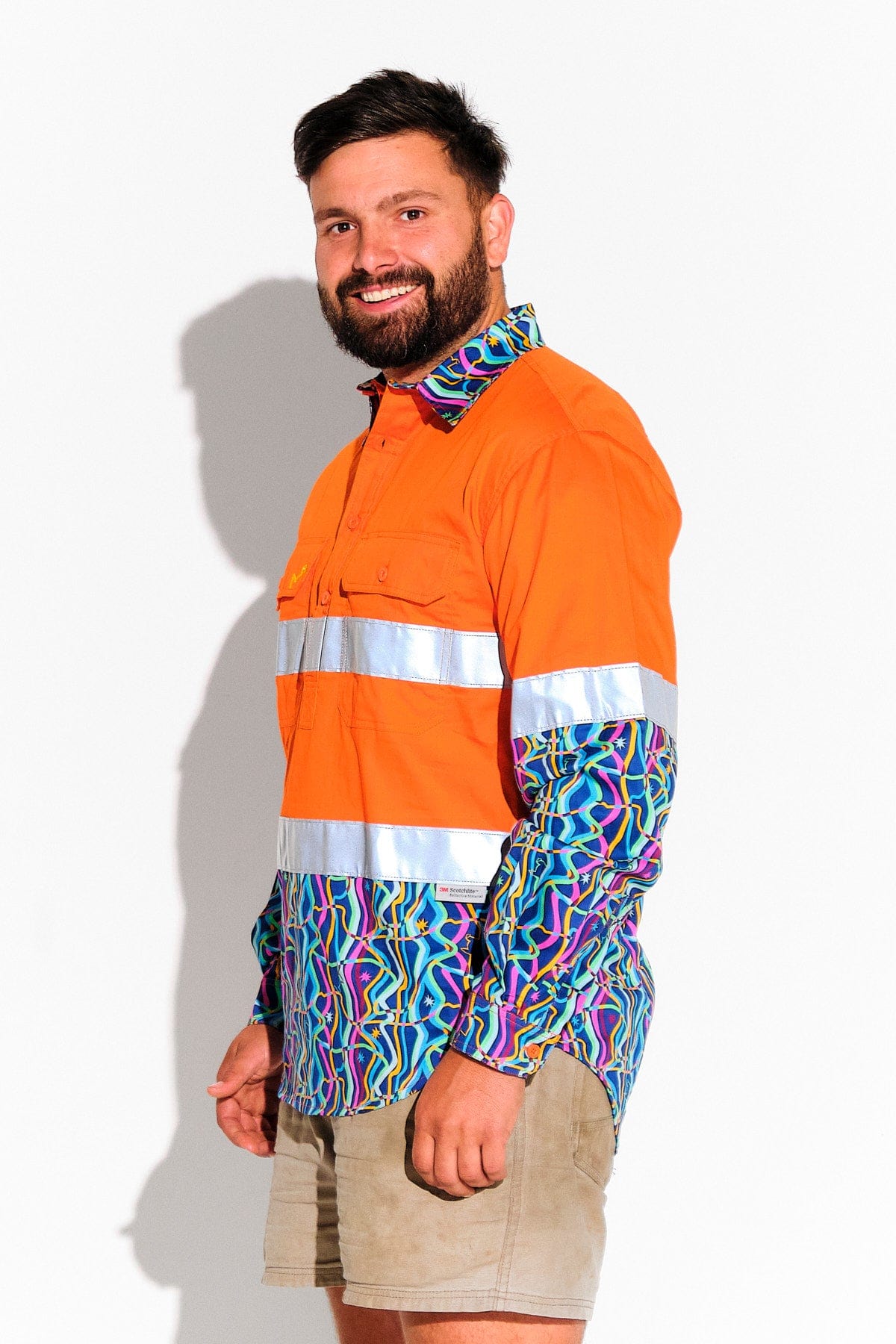 TradeMutt Workshirt Men's Space Weave Orange Day/Night Hi Vis Workshirt Men's Space Weave Orange Day/Night Hi Vis Workshirt | TradeMutt Workshirts