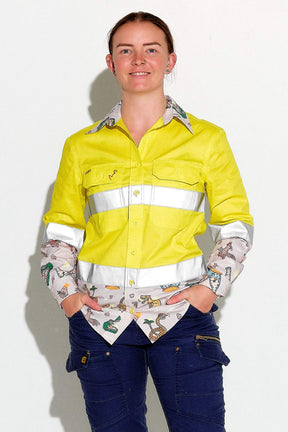 TradeMutt Workshirt Women's Hi Vis Sandy Freckle Yellow Workshirt Women's Hi Vis Sandy Freckle Yellow Workshirt