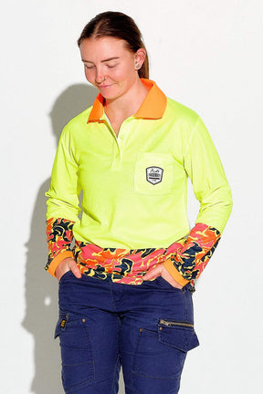 TradeMutt Workshirt Women's Yellow F.A.F L/S Polo Women's Yellow F.A.F L/S Polo | TradeMutt Workshirts