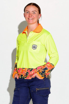 TradeMutt Workshirt Women's Yellow F.A.F L/S Polo Women's Yellow F.A.F L/S Polo | TradeMutt Workshirts