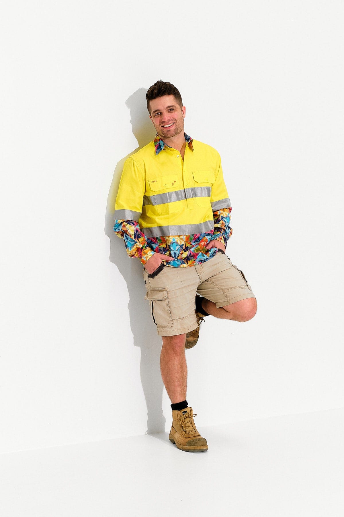 Mens-Fractal-Yellow-DayNight-Hivis-Workshirt-TradeMutt-Workshirts-Front
