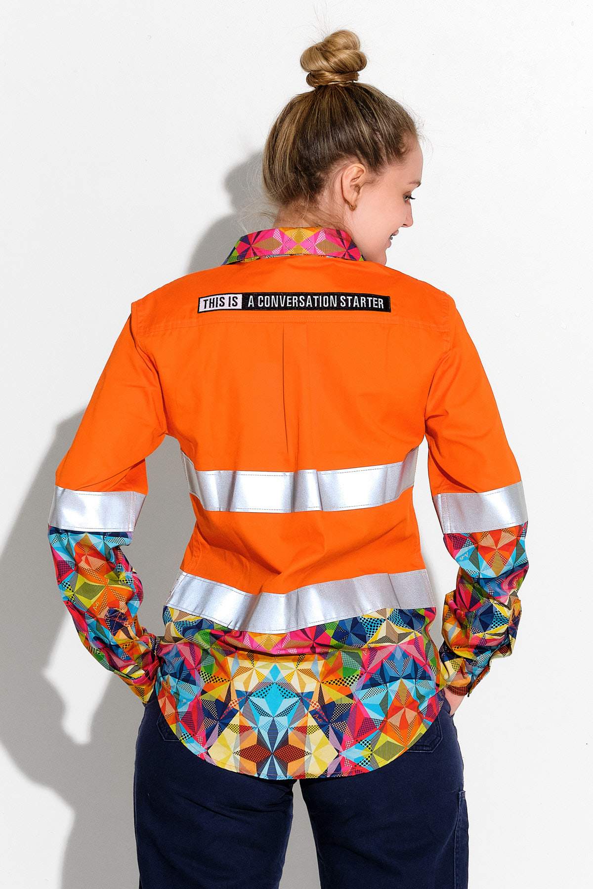 Womens-Fractal-Orange-Day-Night-Hivis-Workshirt-TradeMutt-Workshirts-Back