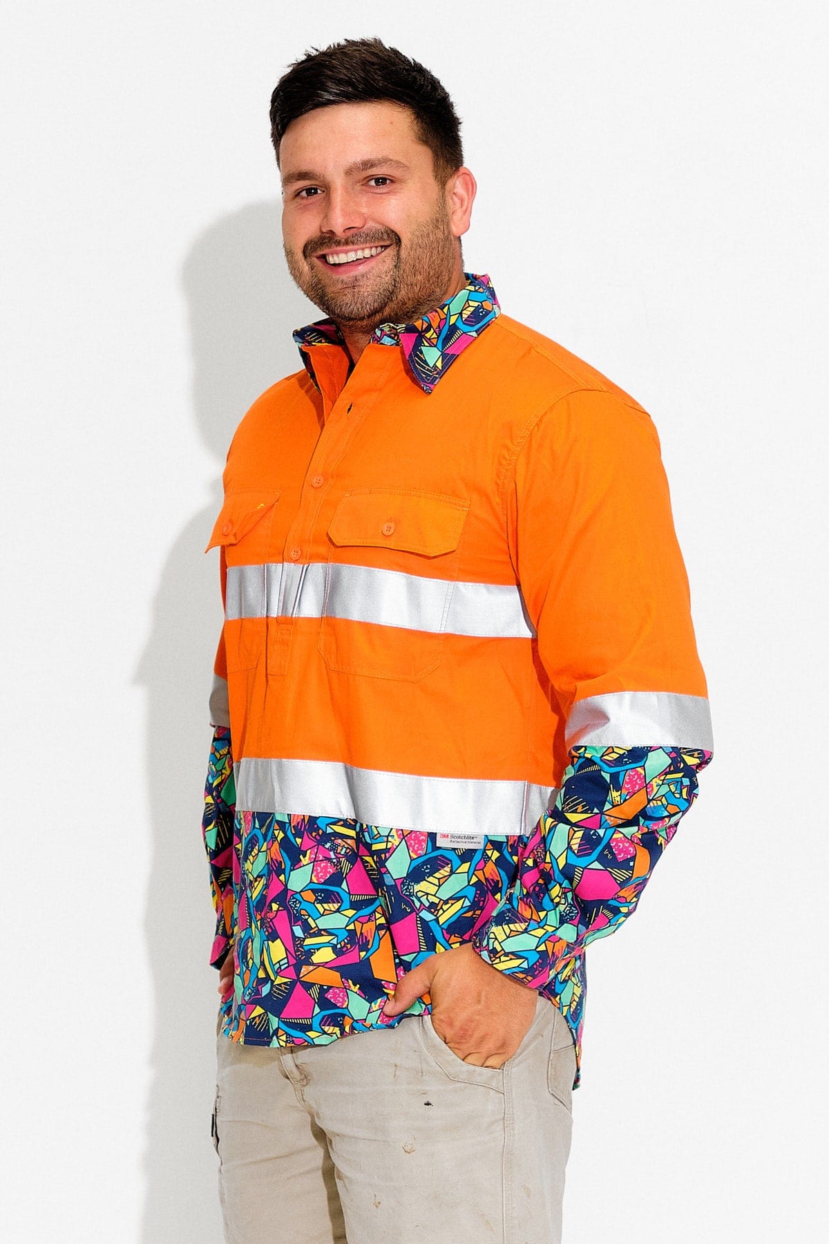 Half button hi hotsell vis work shirts