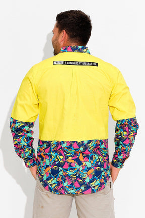 TradeMutt Workshirt Men's Ventura Yellow Day Hi Vis Half Button Workshirt Men's Ventura Yellow Day Hi Vis Half Button Workshirt | TradeMutt Workshirts