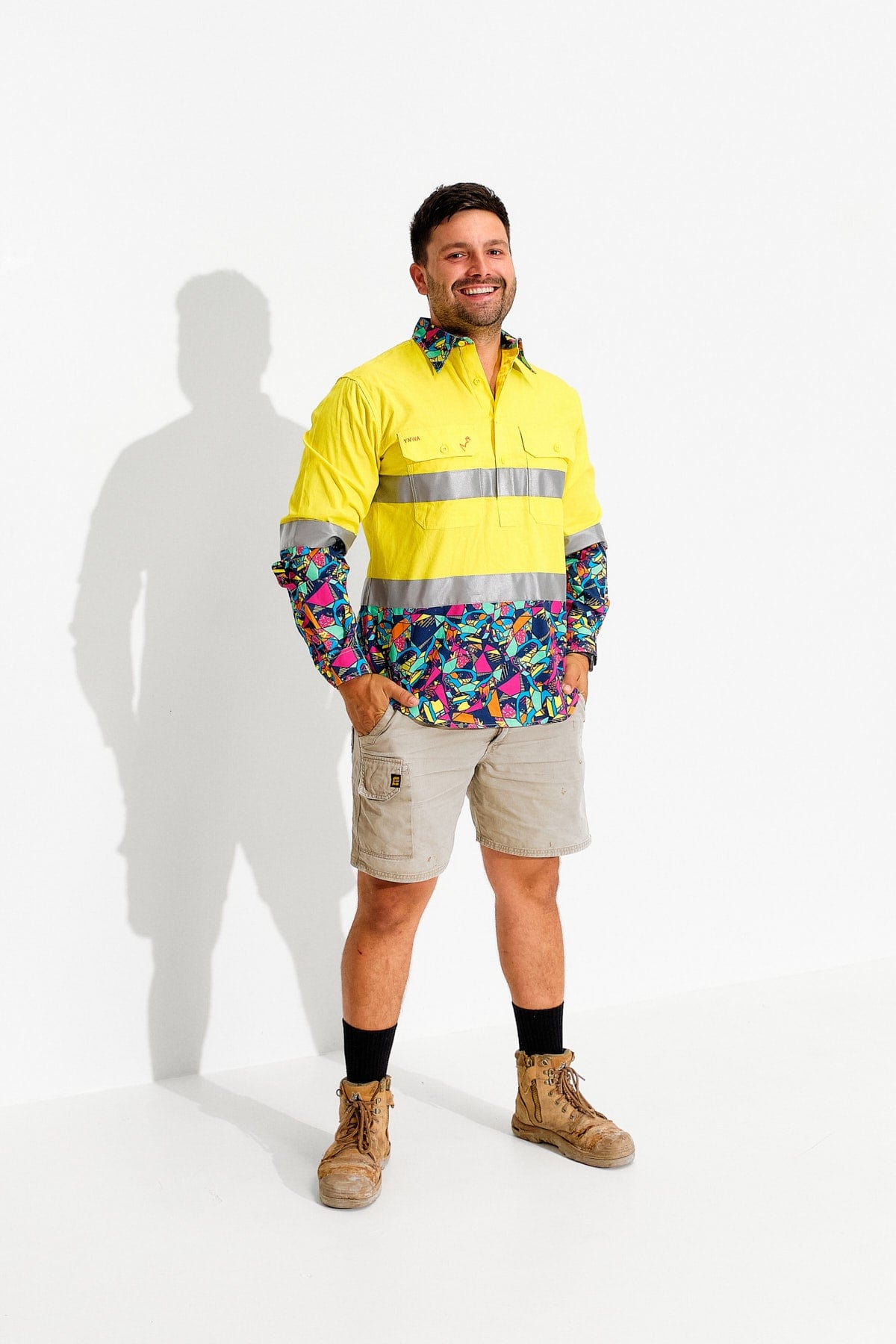TradeMutt Workshirt Men's Ventura Yellow Day/Night Hi Vis Half Button Workshirt Men's Ventura Yellow Day/Night Hi Vis Half Button Workshirt | TradeMutt Workshirts