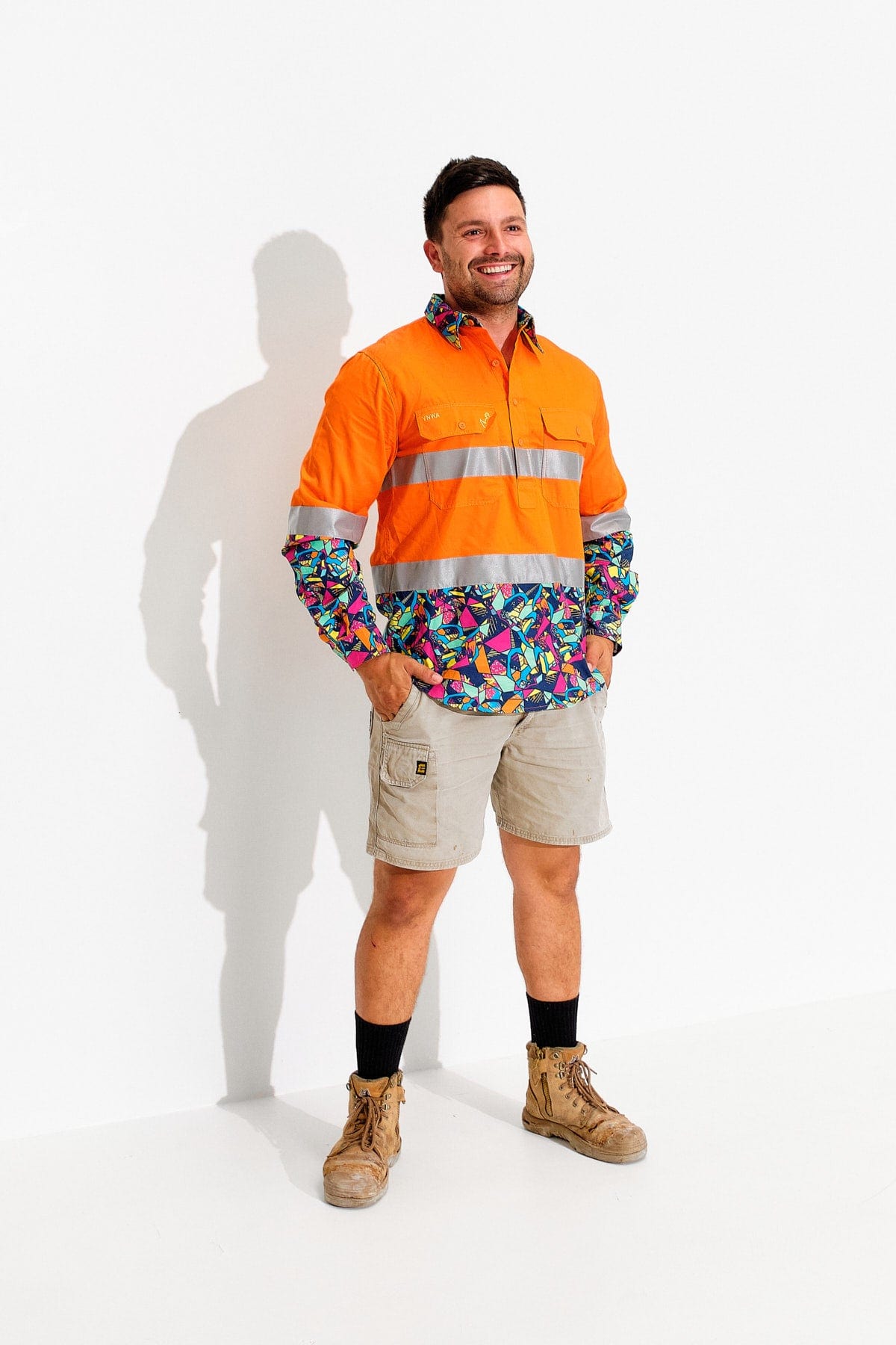 Half button hi 2024 vis work shirts