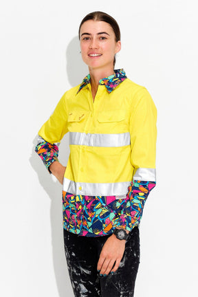 TradeMutt Workshirt Women's Ventura Yellow Day/Night Hi Vis Full Button Workshirt Women's Ventura Yellow Day/Night Hi Vis Full Button Workshirt | TradeMutt Workshirts