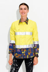 TradeMutt Workshirt Women's Hi Vis Flipside Yellow Workshirt Women's Hi Vis Flipside Yellow Workshirt