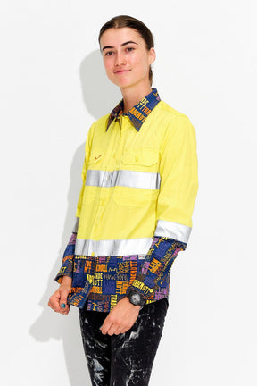 TradeMutt Workshirt Women's Hi Vis Flipside Yellow Workshirt Women's Hi Vis Flipside Yellow Workshirt