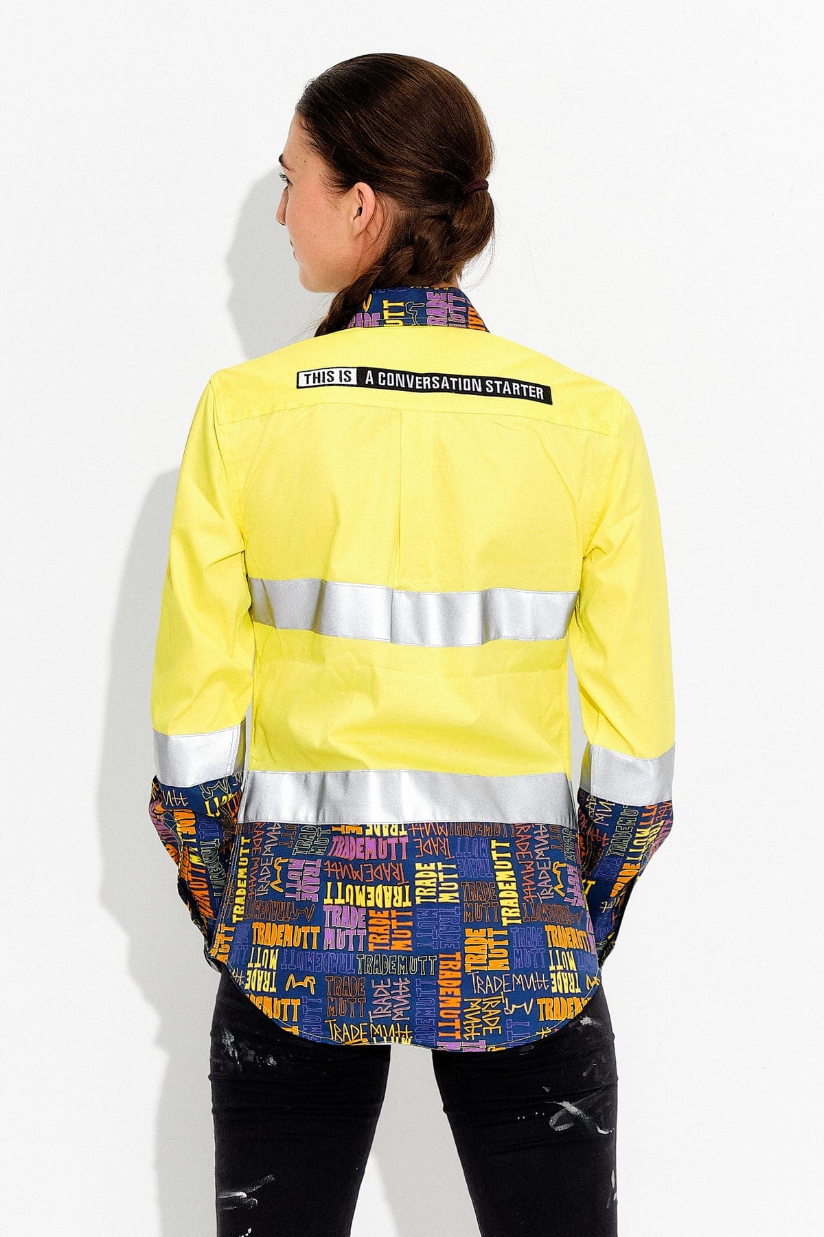 TradeMutt Workshirt Women's Hi Vis Flipside Yellow Workshirt Women's Hi Vis Flipside Yellow Workshirt