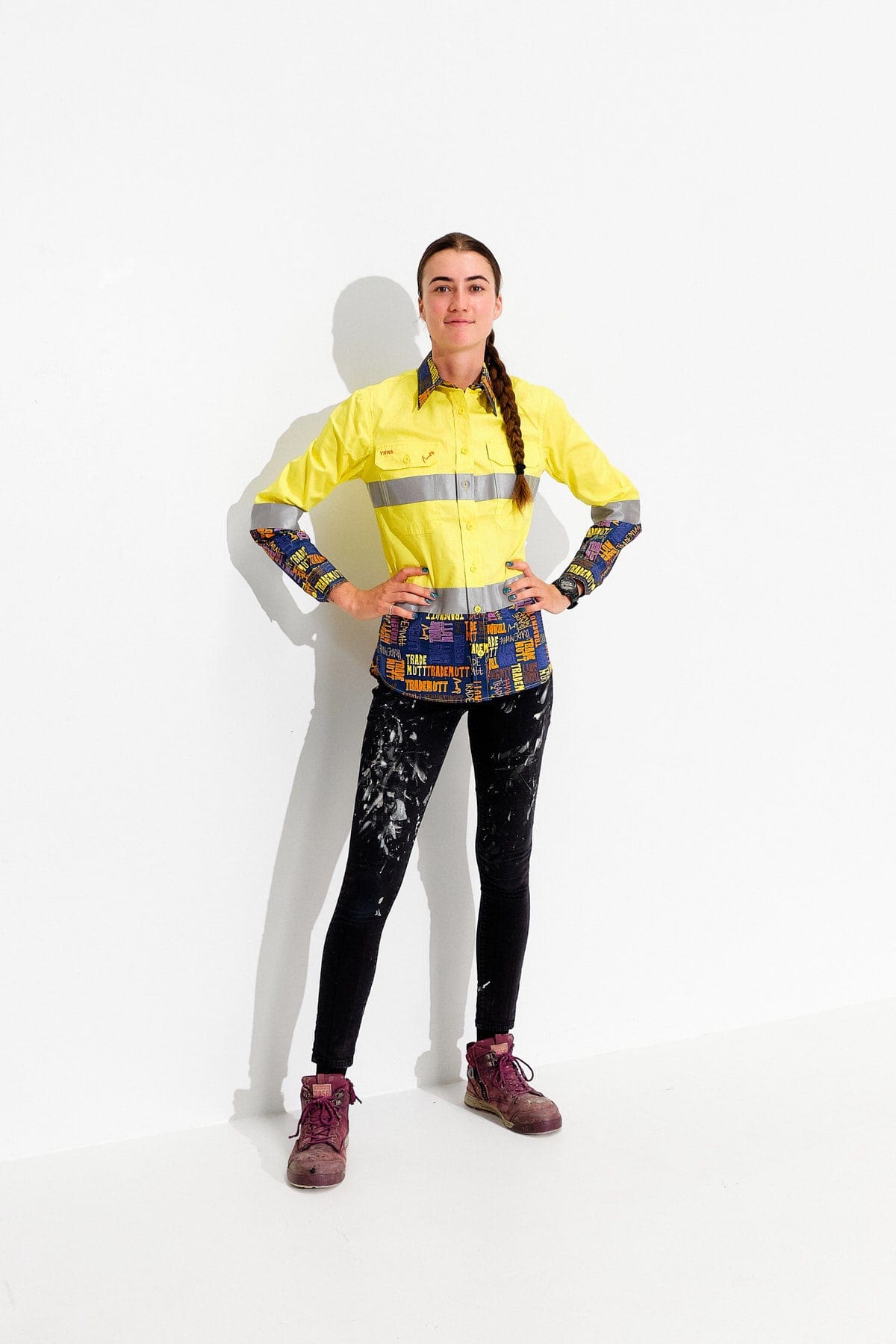 TradeMutt Workshirt Women's Hi Vis Flipside Yellow Workshirt Women's Hi Vis Flipside Yellow Workshirt