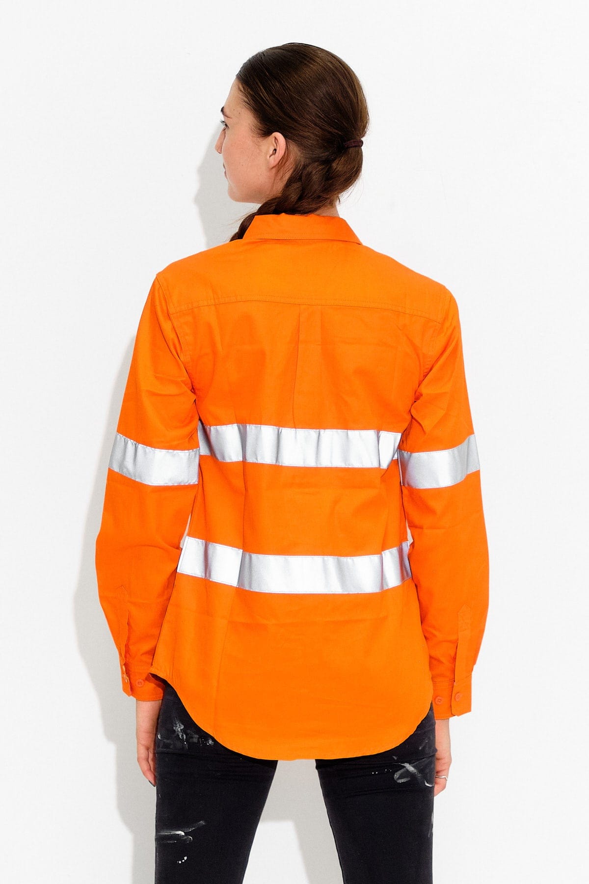 Womens-Orange-Day-Night-Hi-Vis-Full-Button-Workshirt-TradeMutt-Workshirts-Back
