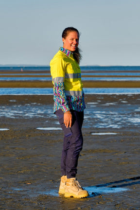 TradeMutt Workshirt Women's Space Weave Yellow Day/Night Hi Vis Workshirt Women's Space Weave Yellow Day/Night Hi Vis Workshirt | TradeMutt Workshirts