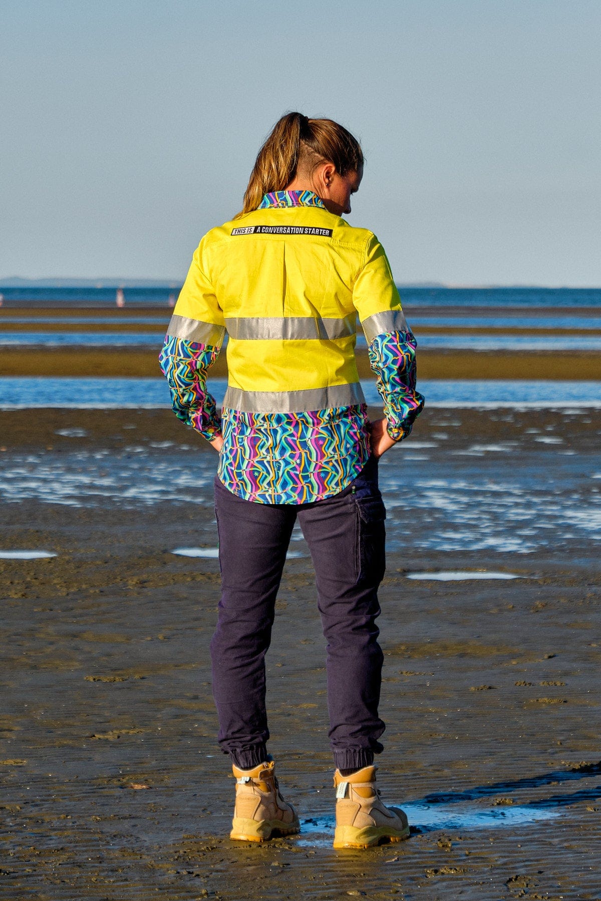TradeMutt Workshirt Women's Space Weave Yellow Day/Night Hi Vis Workshirt Women's Space Weave Yellow Day/Night Hi Vis Workshirt | TradeMutt Workshirts