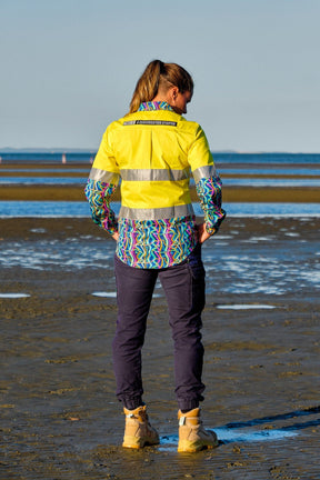 TradeMutt Workshirt Women's Space Weave Yellow Day/Night Hi Vis Workshirt Women's Space Weave Yellow Day/Night Hi Vis Workshirt | TradeMutt Workshirts