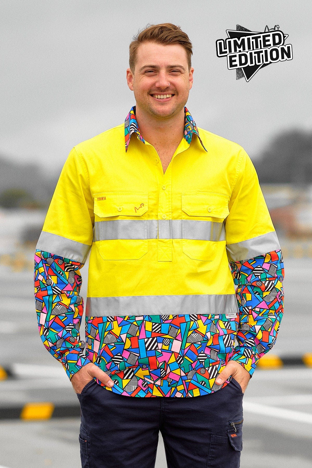 TradeMutt Workshirt Men's Mixed Signals Yellow Day/Night Hi Vis Workshirt Men's Mixed Signals Yellow Day/Night Hi Vis Workshirt | TradeMutt Workshirts