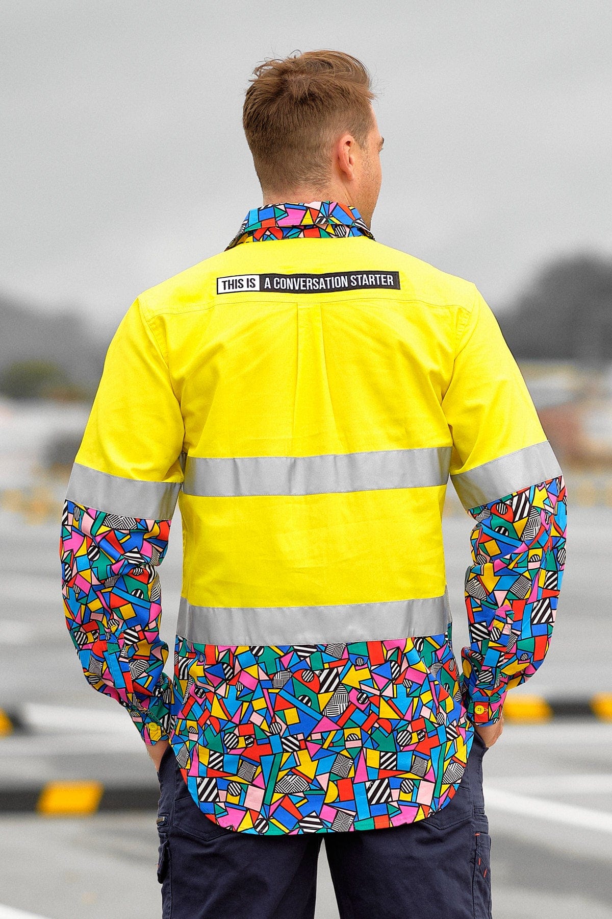 TradeMutt Workshirt Men's Mixed Signals Yellow Day/Night Hi Vis Workshirt Men's Mixed Signals Yellow Day/Night Hi Vis Workshirt | TradeMutt Workshirts