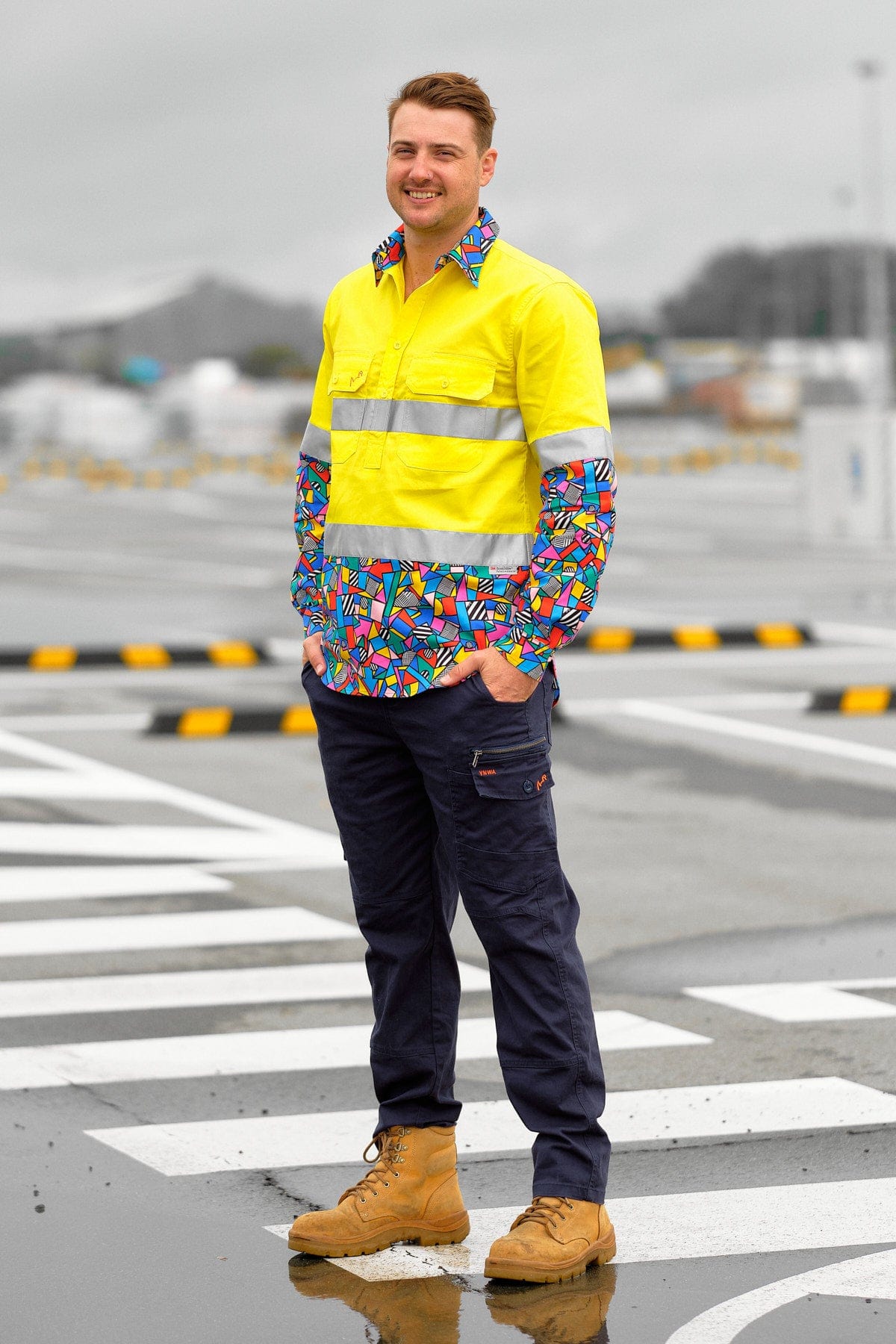 TradeMutt Workshirt Men's Mixed Signals Yellow Day/Night Hi Vis Workshirt Men's Mixed Signals Yellow Day/Night Hi Vis Workshirt | TradeMutt Workshirts